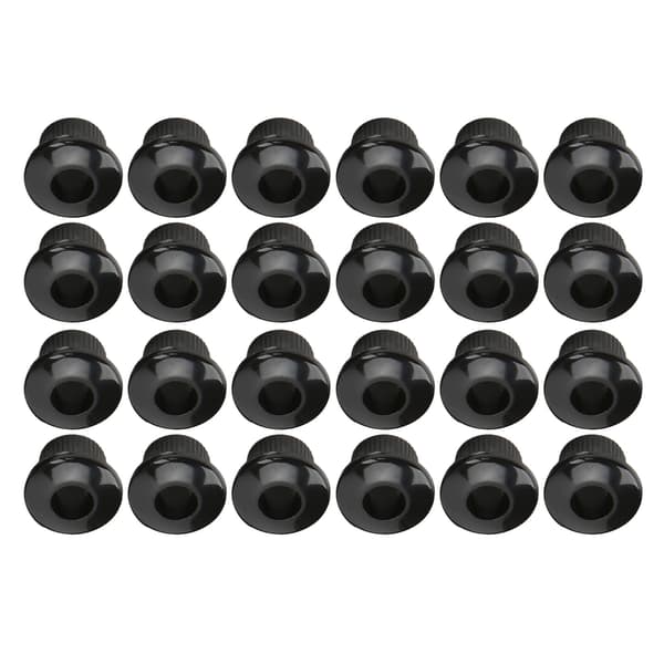24 st plastgitarrsträngsknappsbussningar 10 mm högpresterande halvsluten design svarta gitarrtillbehör