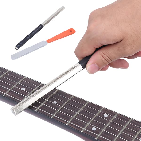 2 st gitarrbandslip Hex rostfritt stål & gummi slipstav silver svart 18,3 cm för gitarr ukulele
