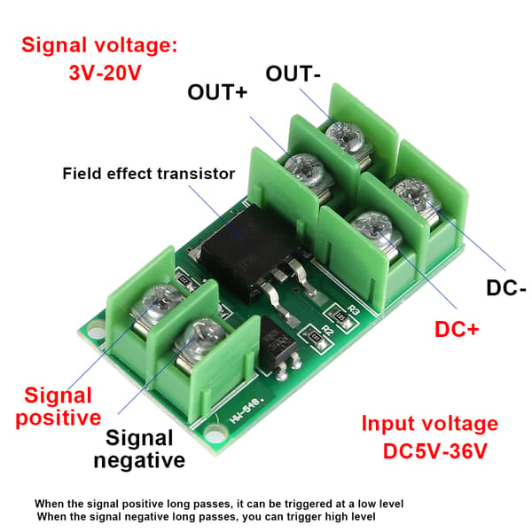 PMOS MOSFET Trigger Switch Modulkort til 3V 5V 12V 24V 36V Logisk Niveaustyring