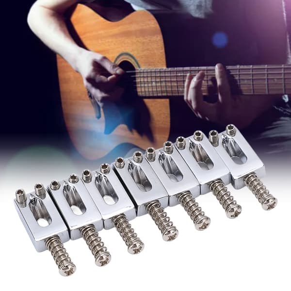 7-pack silvermetall elektrisk gitarr rullsträngsbro sadlar standardstorlek kompakt reservdel för gitarr