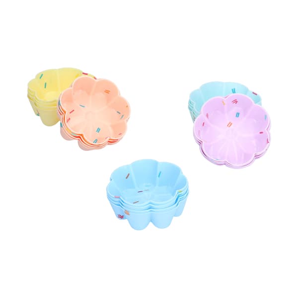 20 stk. Cupcake Bageform Silikone Muffinsforme Cupcakeforme Gelé buddingform 7 kronblad blomstersæt