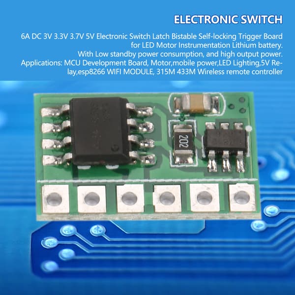 6A DC 3V 3.3V 3.7V 5V Elektronisk Switch Latch Bistabil Selvspærrende Trigger Board til LED Motor