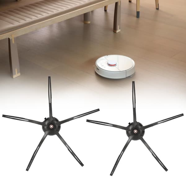 2 stk. sidebørsteudskiftningstilbehør til XIAOMI Roborock S6 S5 E35 E2 fejerobot sort