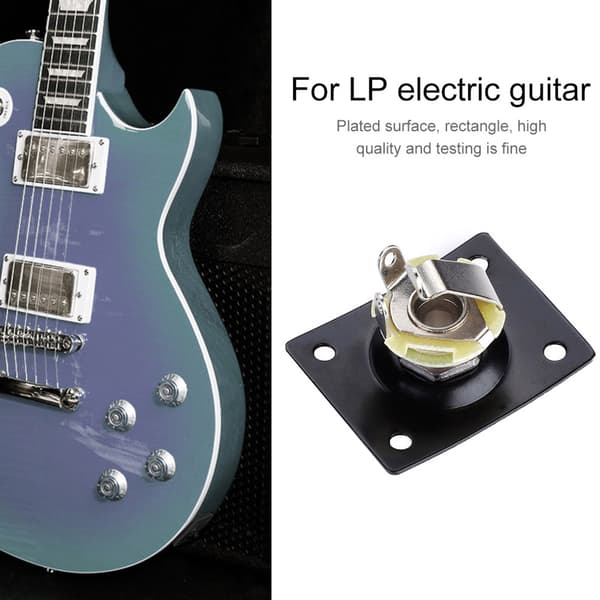 Rektangulär utgångsjackplatta för elgitarr i LP-stil (svart)