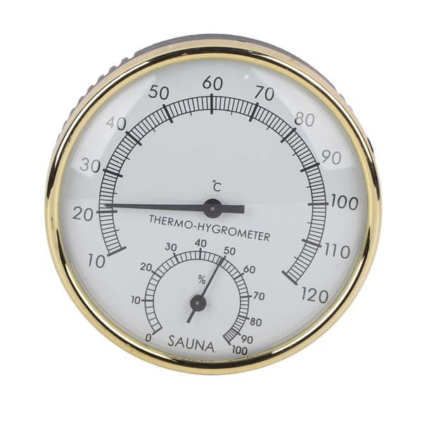 Termometer Hygrometer med metallurtavla, Hygrotermometer för basturum
