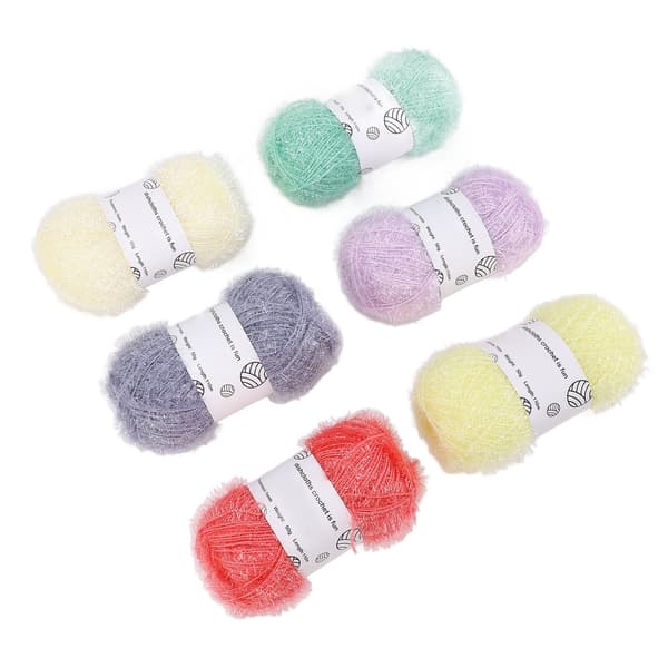 Sparkle Pastel Scrubby Garn 6 Rullar - Glitter Virktråd för Disktrasor, Handstickade Dockor & Väskor, Mjuka Hantverksmaterial