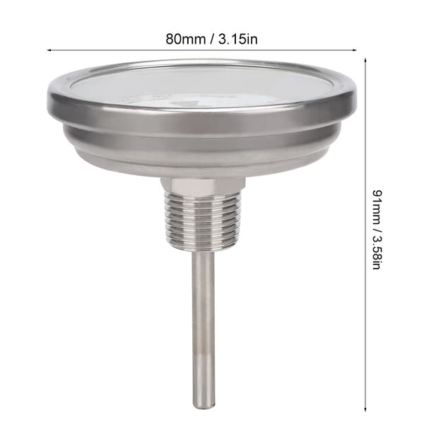 1/2\" NPT rustfrit stål grydetermometer metal urskivetermometer til ølbrygning