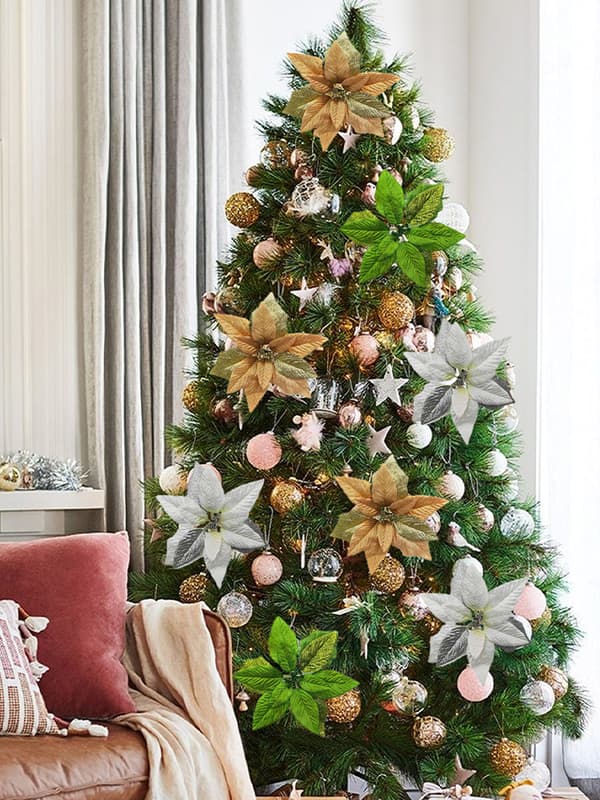 Juleblommor Julgransdekorationer Tygsimuleringsblommor