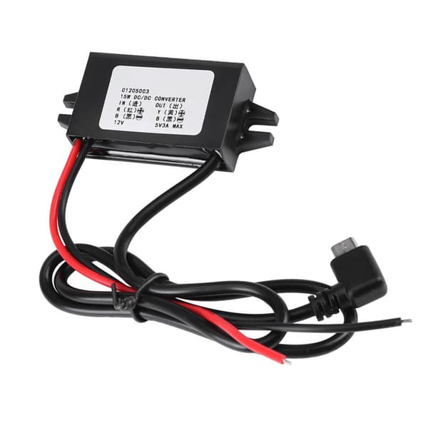 DC-DC 12V til 5V 3A Micro USB Konverter Spændingsneddrosler til Bil Smartphone