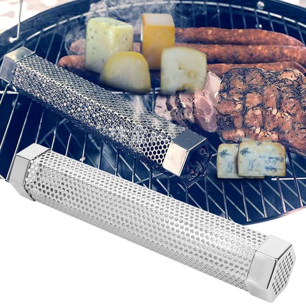 12 tommer rustfrit stål BBQ røgrør sekskantet BBQ røgrør med børstekrog