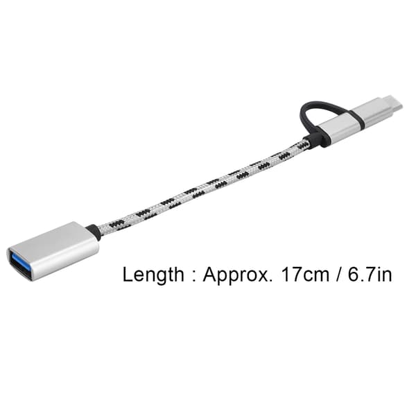 USB-C 2-i-1 OTG-adapter 2-pack, USB 3.0 grå kontakt för snabb dataöverföring