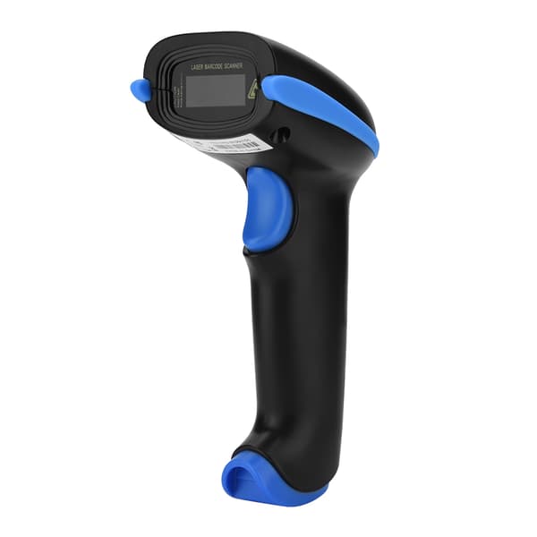 Trådløs 2.4G Bluetooth Håndholdt Stregkodescanner til iOS Android PC, 1D Laserlæser, Blå