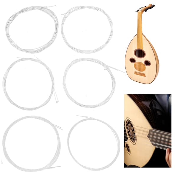 6PCS Oudsträngar Kit 1G 2D 3A 4E 5B 6F Nylon Silverpläterad Kopparlegering Reserv