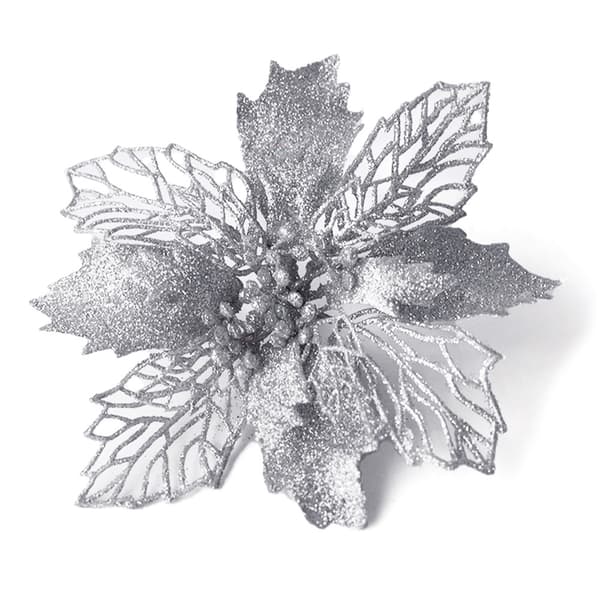 10 STK Julekunstige blomster Glitterblomst Julepynt