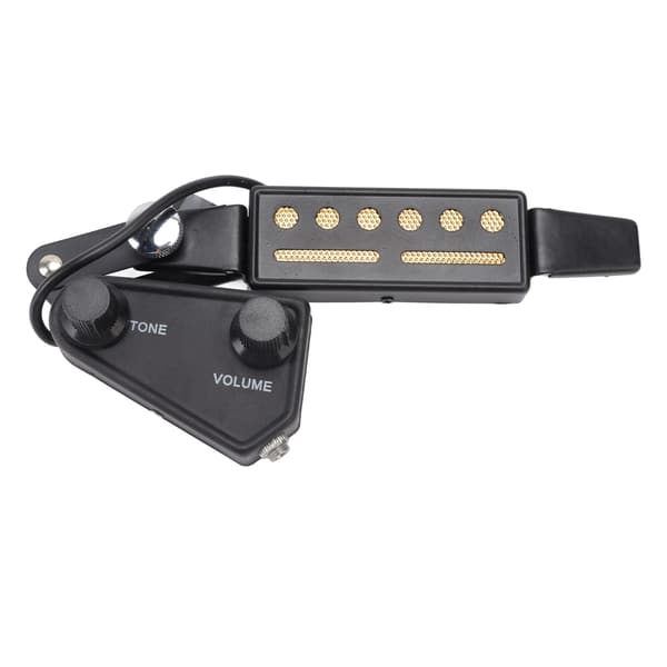 Ljudhålsmikrofon Gitarr 6 hål med volym- och tonkontroll för akustisk och elektrisk gitarr svart
