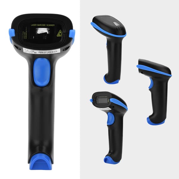 Trådløs 2.4G Bluetooth Håndholdt Stregkodescanner til iOS Android PC, 1D Laserlæser, Blå