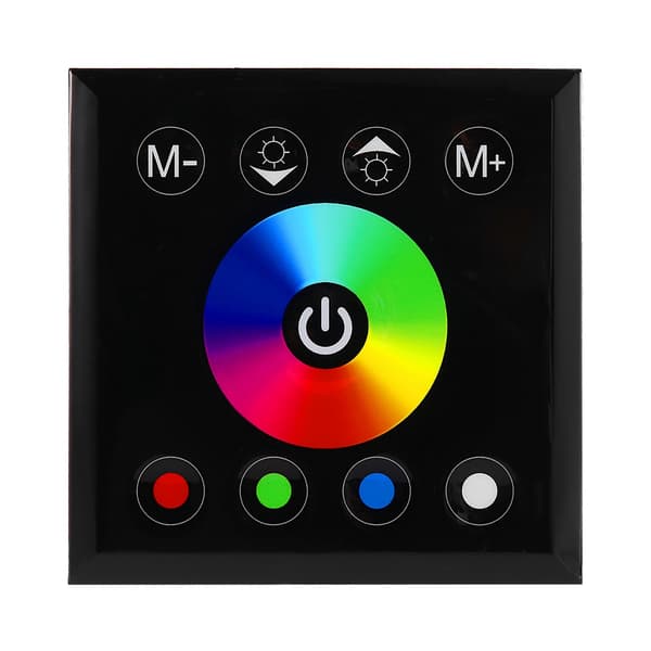 Vægmonteret farverig RGBW LED Touch Panel Controller Lysdæmperkontakt til LED Strip Light Sort
