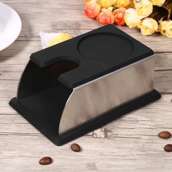 Kaffetamperholder Kaffepulverfremstiller Stativværktøj Rustfrit Stål Silikone (Sort)