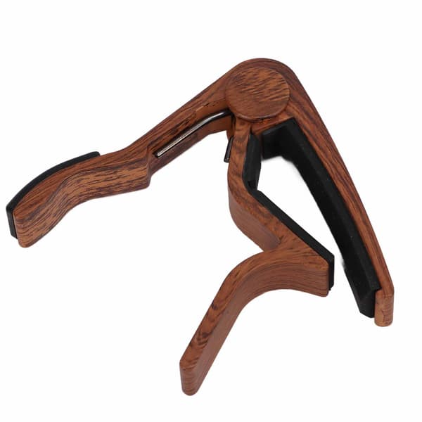 Quick Release String Lock Capo Kit med 5 Guitar Picks til Bas & Banjo, Mørk Valnød Finish