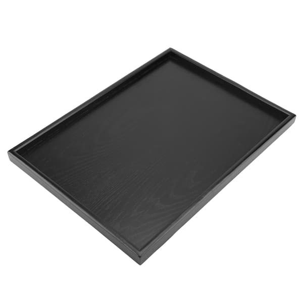 Rektangulär serveringsbricka i massivt trä för te, kaffe, snacks, mat, 35 x 24 cm