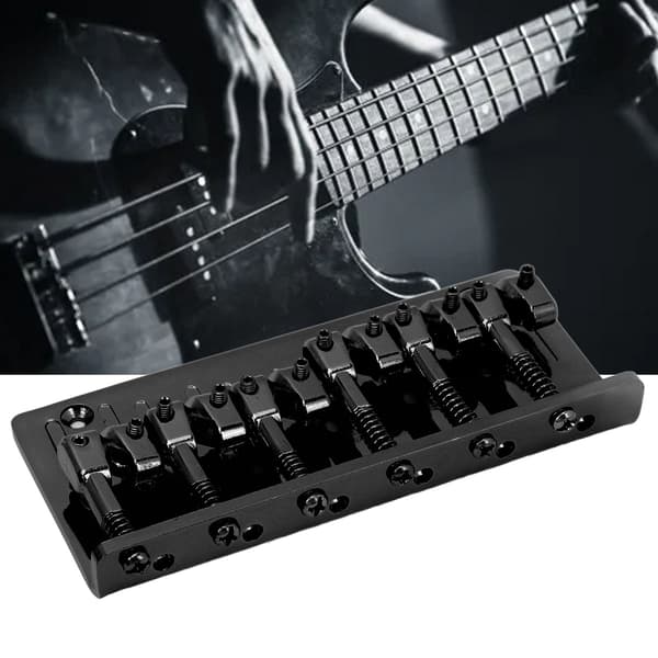 Sort zinklegering fast basguitarbro til 6-strenget elbas, reservedel til guitarøvelse, sort hardware