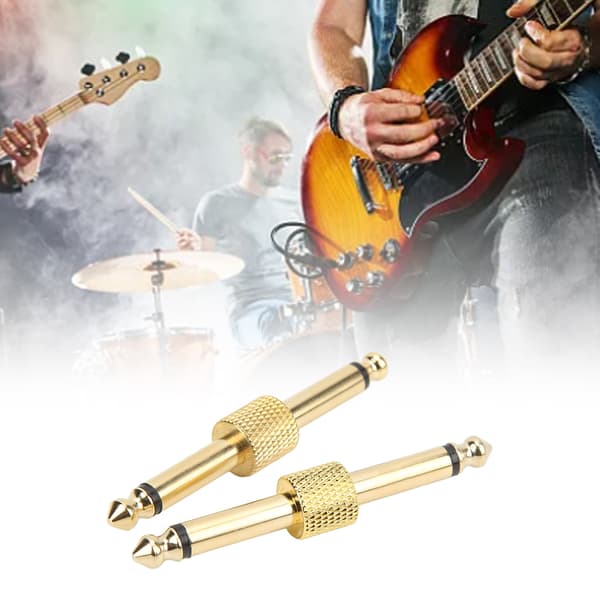 2ST 6,35 mm effektadapterkontakt brusreducerande gitarrpedalkopplare omvandlingsplugg guld