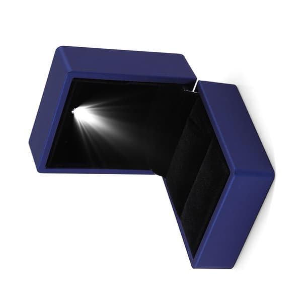 Trendig LED-upplyst ringförvaringslåda Smyckesdisplayfodral Present Blå