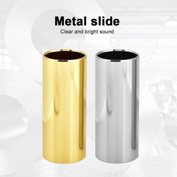 2-pack gitarrslides i rostfritt stål, guld och silver, 6x2,5 cm, ID2,1 cm, passar gitarr, banjo, ukulele, stränginstrument