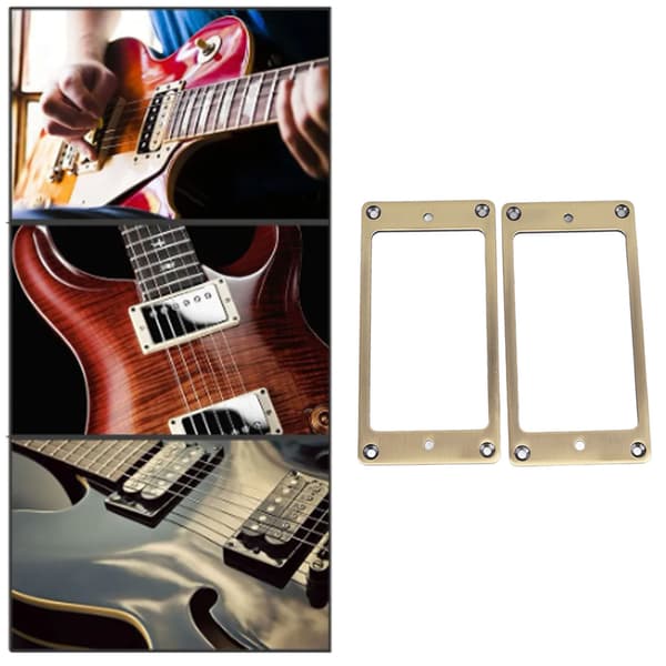 2-pack Humbucker Pickup Ram & Monteringsringar Set Zinklegering Elgitarr 2x2mm Brons Trim Gitarrtillbehör