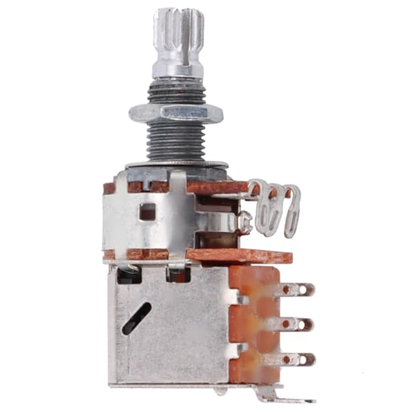 1 st metallgitarr tonkontroll potentiometer a500k 18mm axellängd silver för elgitarr bas push-pull coil tap