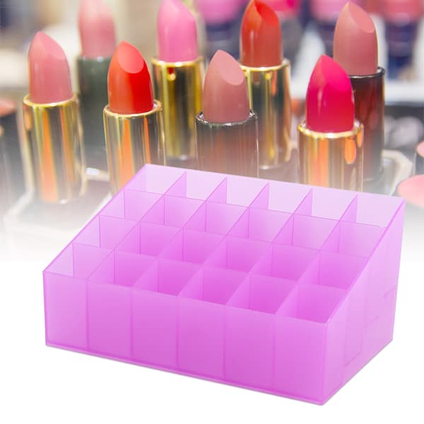 24 Gitre Læbestiftholder Display Stand Kosmetisk Organizer Makeup Opbevaringsboks (Lilla)