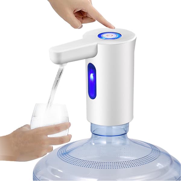 Vit automatisk vattenflaskpump med smart sensor, hög effektivitet för hem, kontor och resor