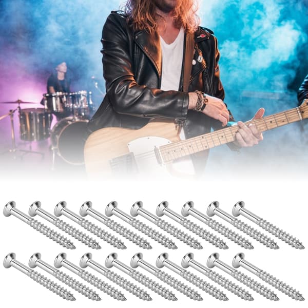 20-pack gitarrhals-skruvar i rostfritt stål, rostfritt monteringsset för elbas, silver, 20 delar