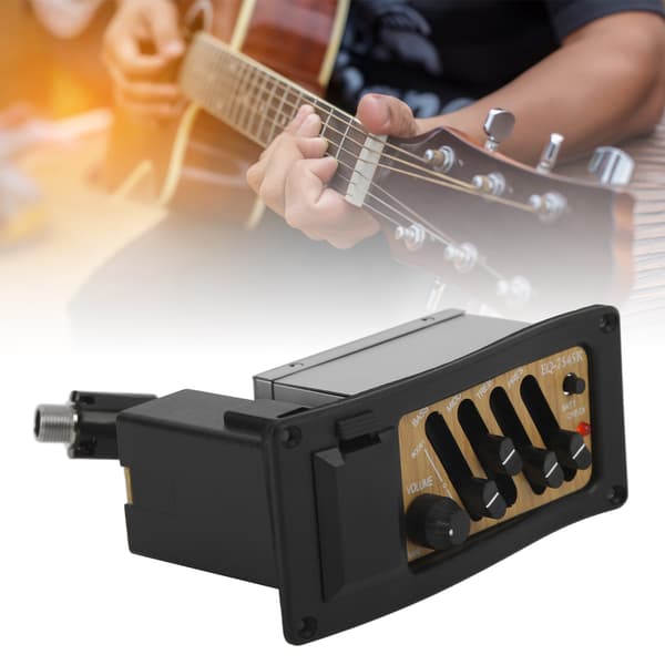Akustisk Guitar Piezo Pick-Up Pre-Amp 4-Bånds EQ Equalizer System Trækornsfarve 7545R