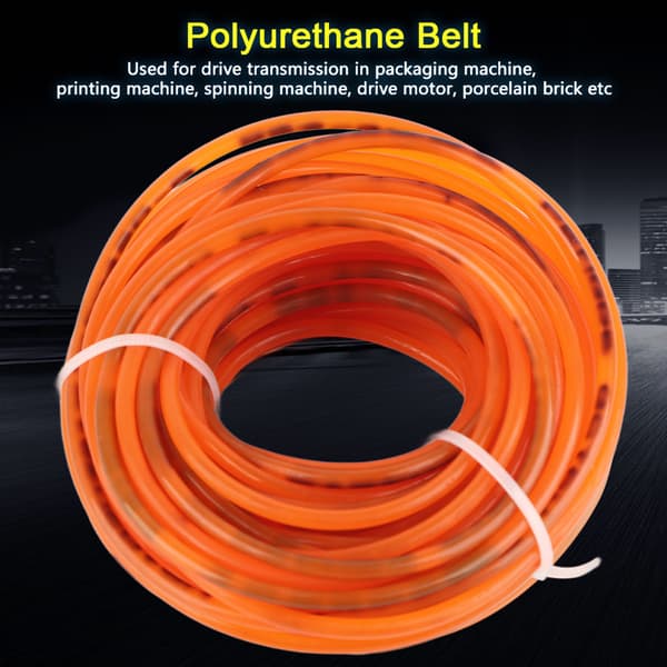 Orange glat overflade PU polyurethan rundrem til drivtransmission (3mm*10m)
