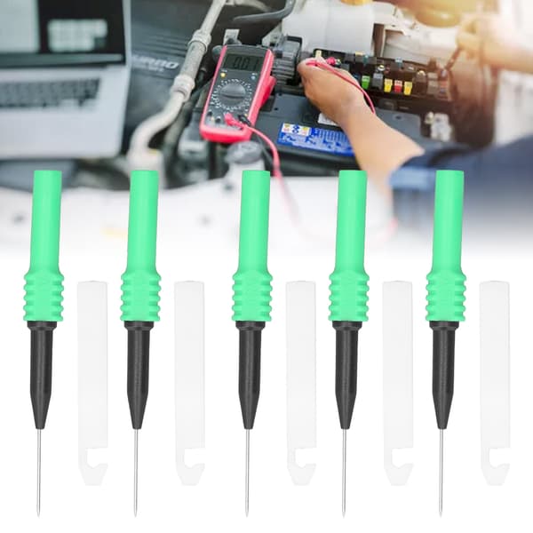 5 stk. testprobe-piercingnål 0,7 mm med kappe, testsæt til multimeter, grøn