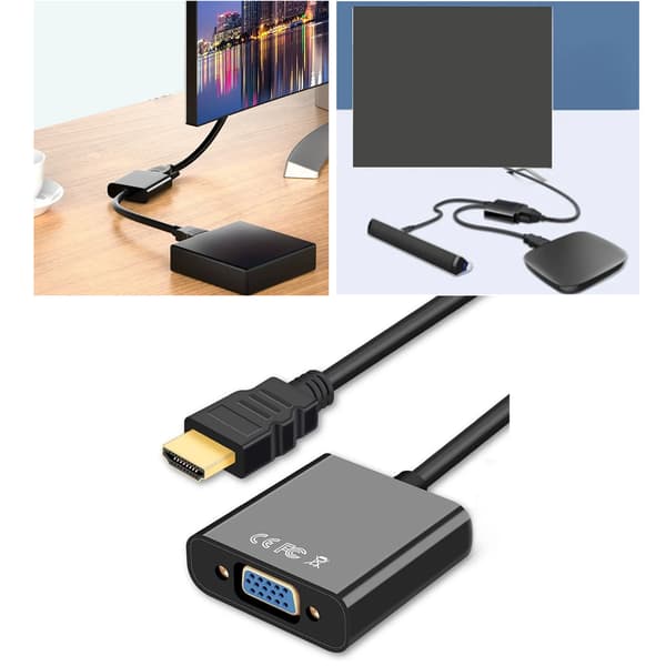 HD Multimedia Interface til VGA-konverter 1080P Rustfri Forgyldt Interfaceadapter til Bærbar Computer