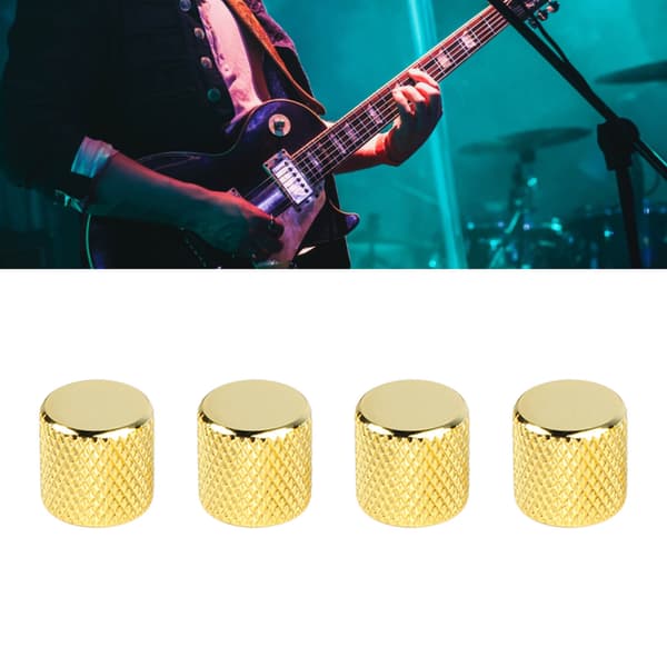 Guldfärgade metallrattar för elgitarr, 4-pack volym- och tonkontroll för bas