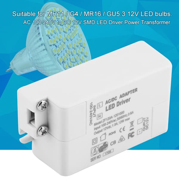 AC 100-240V til DC 12V SMD LED Driver Switch Strømtransformator til LED Strip Lys (12W)