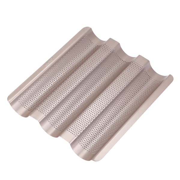 10 tommer fransk brødform Baguette bageplade perforeret 3-slids non-stick bageform