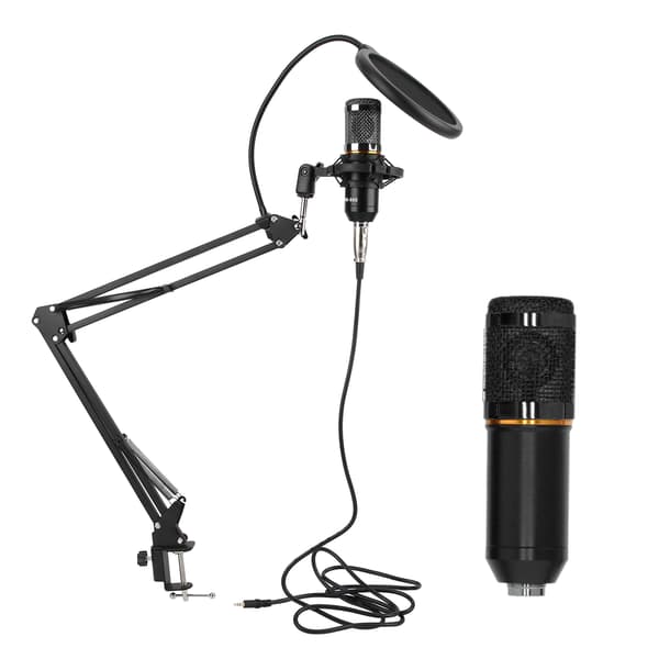 Kondensatormikrofonsæt USB med fleksibel arm BM800 til pc-desktop-bærbar computer (sort sort)