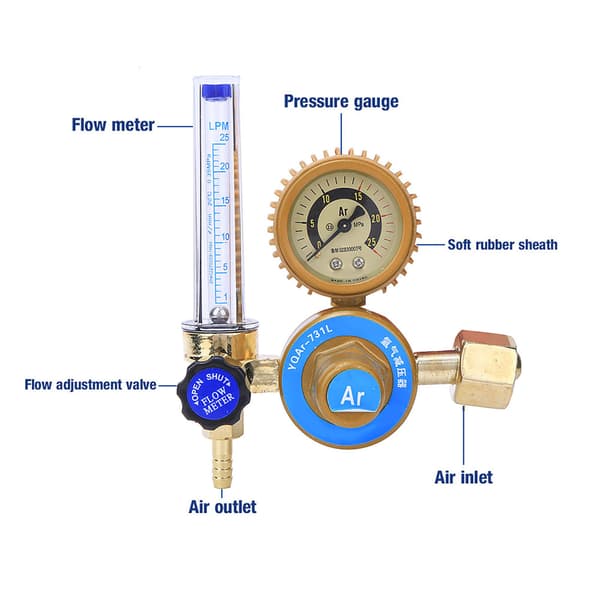 Argon CO2 Mig Tig Flowmåler Regulator Trykmåler Svejser Dele