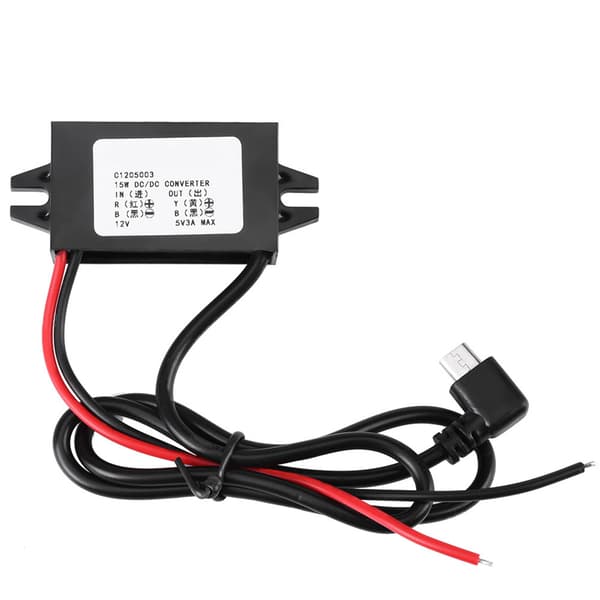 DC-DC 12V til 5V 3A Micro USB Konverter Spændingsneddrosler til Bil Smartphone