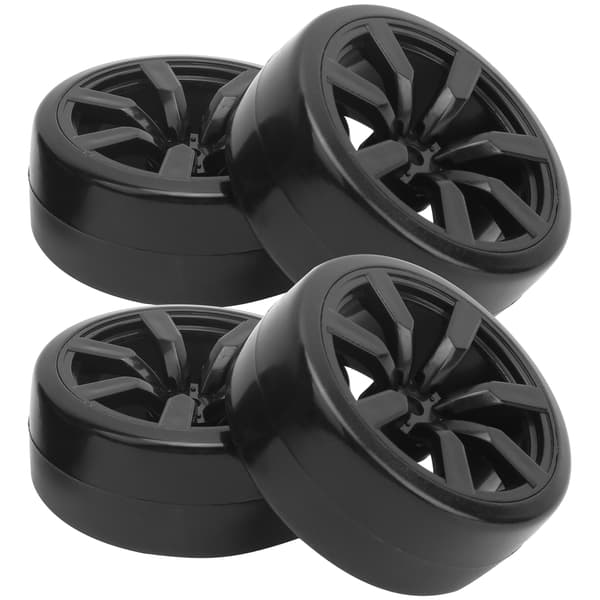 4 stk. 63 mm RC bil drift hjul gummidæk sæt erstatning til WPL D12 015BL, sort