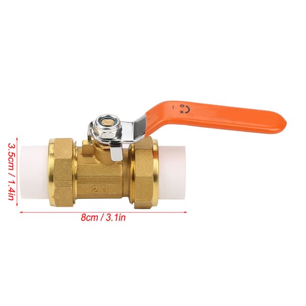 Messingrørkugleventil med dobbelt PPR-varmesmeltningsfitting 3/4\"BSP DN20