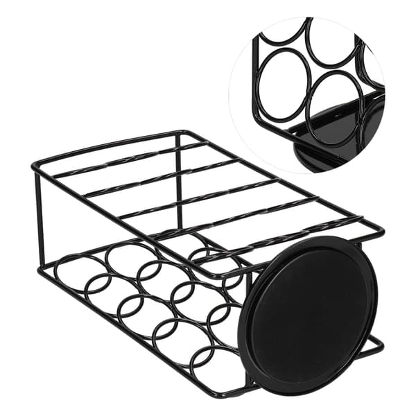Roterende kaffekapselholder, metalstativ med 30 kapsler, solid sort kompakt organizer
