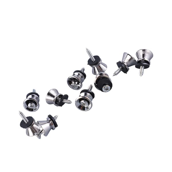 Gitarrbandshållare Knappar 10-pack, Svampstil Metalländstift med Skruvar för Elbas & Ukulele, Silver