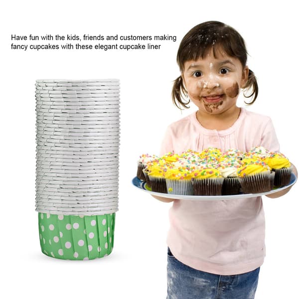 100 STK Mini Cupcakeforme Papir Runde Kagebageforme Muffinsforme Bryllup Hjem Grøn