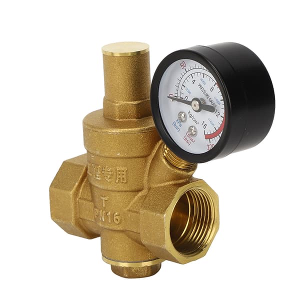 DN20 Justerbar Vattentrycksregulator i Mässing med Manometer