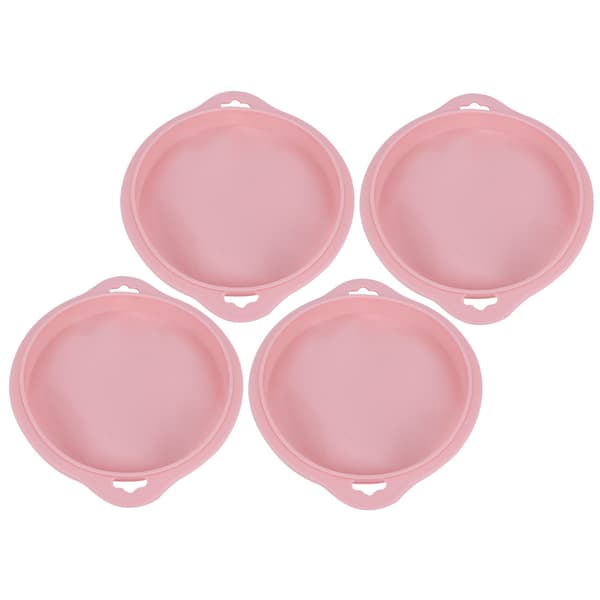 4 st silikon kakformar, rund bakform brödform bricka nonstick bakform rosa L